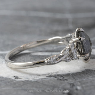 2.13 Carat Black Speckled Hexagon Diamond Engagement Ring, Winnie Setting, Platinum