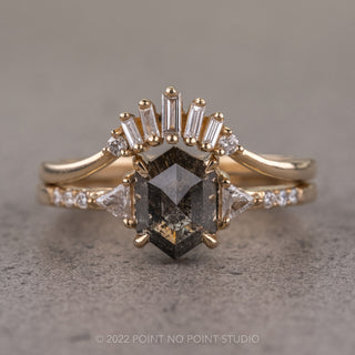 salt and pepper hexagon diamond ring