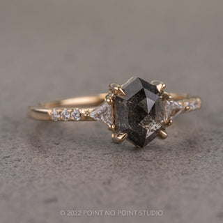 salt and pepper hexagon diamond ring