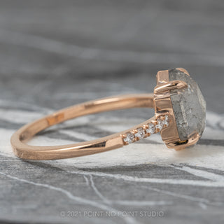 2.08 Carat Salt and Pepper Hexagon Diamond Engagement Ring, Jules Setting, 14k Rose Gold