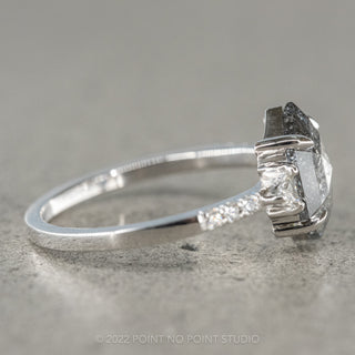 1.33 Carat Black Speckled Hexagon Diamond Engagement Ring, Eliza Setting, 14K White Gold
