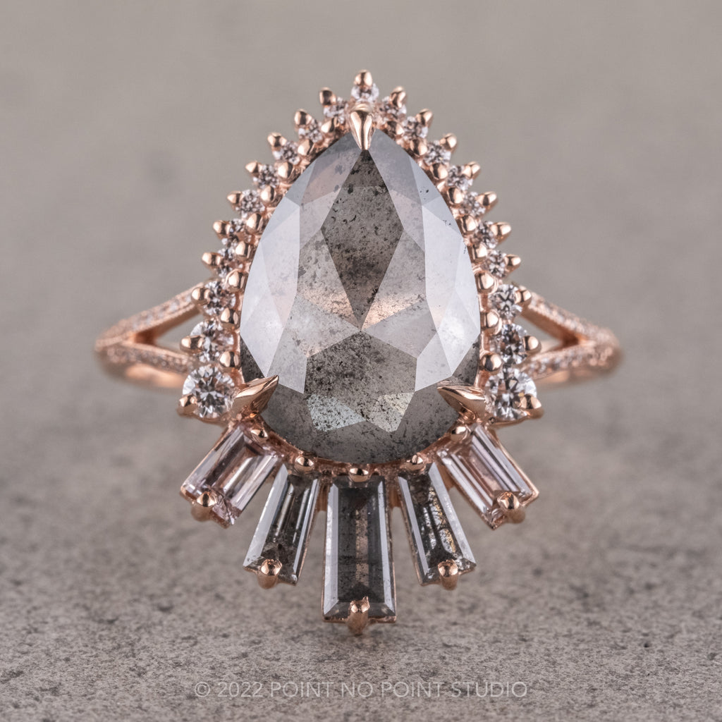 Salt and Pepper Diamond Engagement Ring, Point No Point Studio