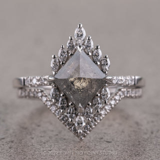 1.96 Carat Salt and Pepper Lozenge Diamond Engagement Ring, Alexandria Setting, Platinum