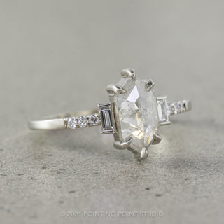 2.08 Carat Icy White Hexagon Diamond Engagement Ring, Eliza Setting, Platinum