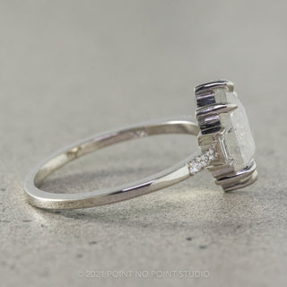 2.08 Carat Icy White Hexagon Diamond Engagement Ring, Eliza Setting, 14k White Gold