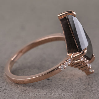 2.13 Carat Black Speckled Kite Diamond Engagement Ring, Avaline Setting, 14k Rose Gold
