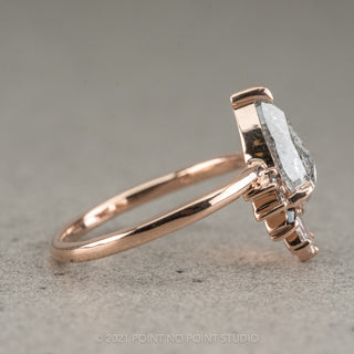 1.09 Carat Icy Salt and Pepper Pear Diamond Engagement Ring, Ombre Wren Setting, 14K Rose Gold