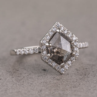 1.77 Carat Salt and Pepper Hexagon Diamond Engagement Ring, Fiona Setting, Platinum