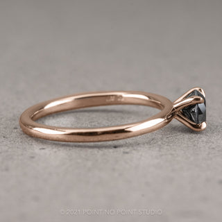 .50 Carat Round Brilliant Cut Black Diamond Engagement Ring, Tulip Jane Setting, 14k Rose Gold
