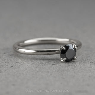 .50 Carat Round Brilliant Cut Black Diamond Engagement Ring, Tulip Setting, 14k White Gold