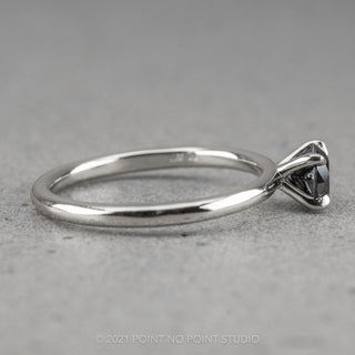 .50 Carat Round Brilliant Cut Black Diamond Engagement Ring, Tulip Setting, 14k White Gold