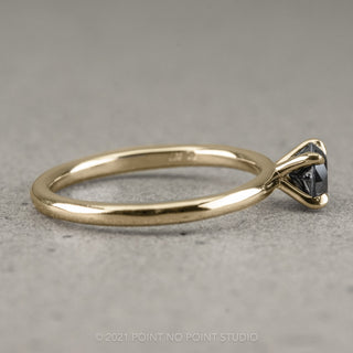.50 Carat Round Brilliant Cut Black Diamond Engagement Ring, Tulip Jane Setting, 14k Yellow Gold