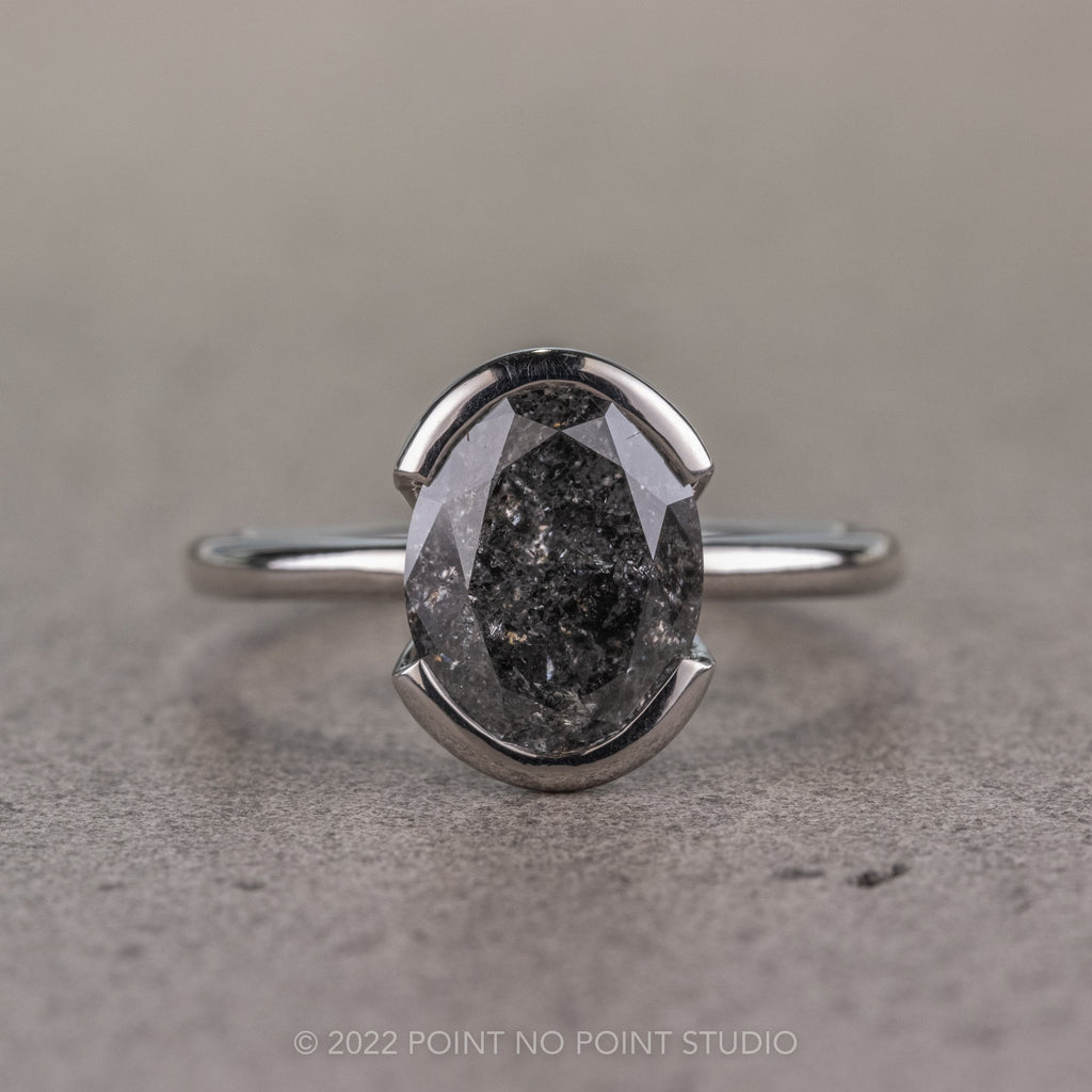 Black Speckled Diamond Engagement Ring, Point No Point Studio