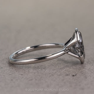 2.79 Carat Black Speckled Oval Diamond Engagement Ring, Shay Setting, Platinum