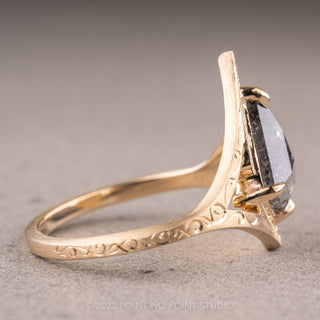 1.39tcw Salt and Pepper Kite Diamond Engagement Ring, Arwen Setting, 14K Yellow Gold