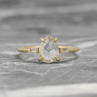 .97ct Clear Pear Diamond Engagement Ring, Zoe Setting, 14K Yellow Gold