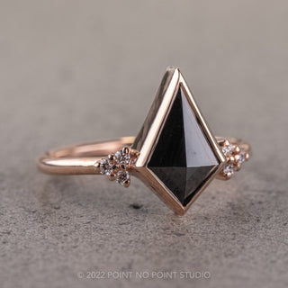 2.04 Carat Black Kite Diamond Engagement Ring, Bezel Quinn Setting, 14K Rose Gold