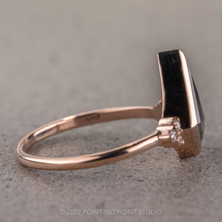 1.60 Carat Black Kite Diamond Engagement Ring, Bezel Quinn Setting, 14K Rose Gold