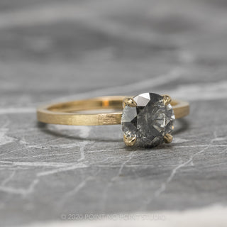 1.51 Carat Salt and Pepper Diamond Engagement Ring, Jane Setting, 14K Yellow Gold