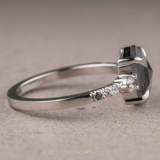 2.68 Carat Black Speckled Hexagon Diamond Engagement Ring, Ombre Eliza Setting, 14K White Gold