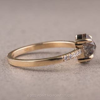 1.38 Carat Salt and Pepper Hexagon Diamond Engagement Ring, Jules Setting, 14K Yellow Gold