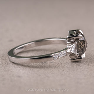 1.95 Carat Salt and Pepper Emerald Diamond Engagement Ring, Eliza Setting, Platinum