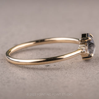 .76 Carat Salt and Pepper Hexagon Diamond Engagement Ring, Betty Setting, 14K Yellow Gold