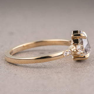 1.15 Carat Salt and Pepper Pear Diamond Engagement Ring, Eliza Setting, 14K Yellow Gold