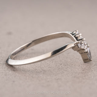 Salt and Pepper Marquise and White Diamond Wedding Band, Cassiopeia Setting, 14K White Gold