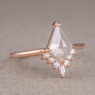 .99 Carat Salt and Pepper Kite Diamond Engagement Ring, Ava Setting, 14K Rose Gold