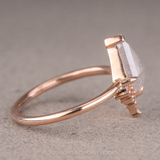 .99 Carat Salt and Pepper Kite Diamond Engagement Ring, Ava Setting, 14K Rose Gold