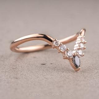 Salt & Pepper Marquise and White Diamond Wedding Band, Cassiopeia Setting, 14K Rose Gold