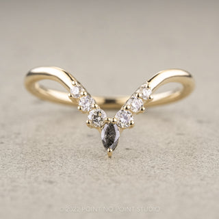 Salt & Pepper Marquise and White Diamond Wedding Band, Cassiopeia Setting, 14K Yellow Gold