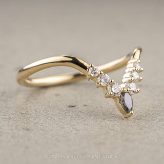 Salt & Pepper Marquise and White Diamond Wedding Band, Cassiopeia Setting, 14K Yellow Gold