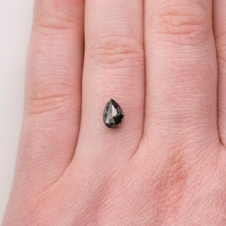 1.68 Carat Black Diamond, Rose Cut Pear