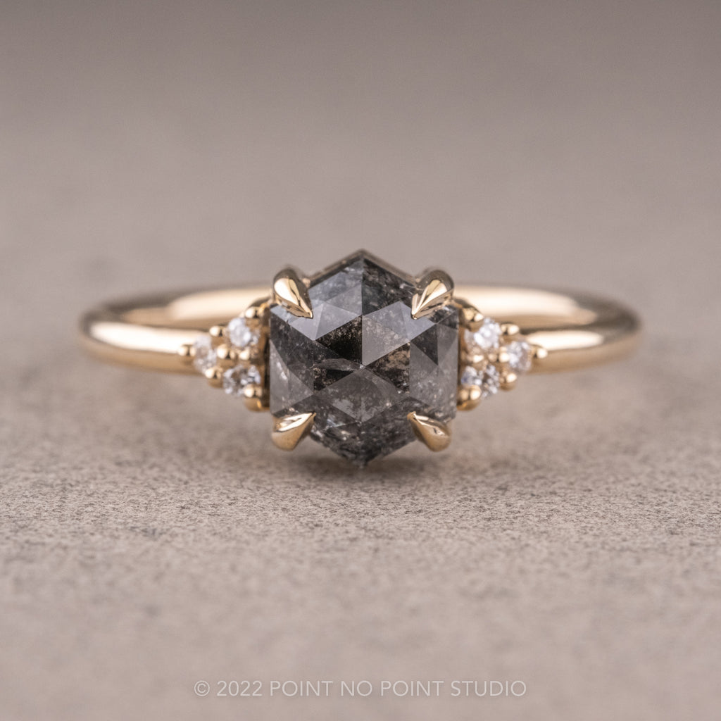 Salt and Pepper Diamond Engagement Ring, Point No Point Studio
