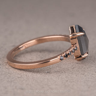 1.23 Carat Black Hexagon Diamond Engagement Ring, Jules Setting, 14K Rose Gold