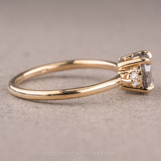 1.56 Carat Salt and Pepper Round Diamond Engagement Ring, Zoe Setting, 14K Yellow Gold