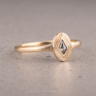 Salt and Pepper Kite Diamond Women's Signet Style Ring, 14K Yellow Gold