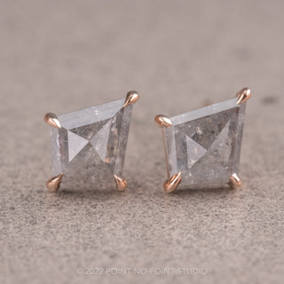 .77tcw Salt and Pepper Kite Diamond Studs, 14k Rose Gold Earrings
