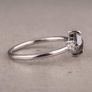 .69 Carat Salt and Pepper Lozenge Engagement Ring, Quinn Setting, 14K White Gold