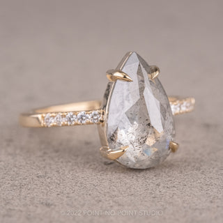 2.74tcw Icy Pear Diamond Engagement Ring, Jules Setting,14k Yellow Gold
