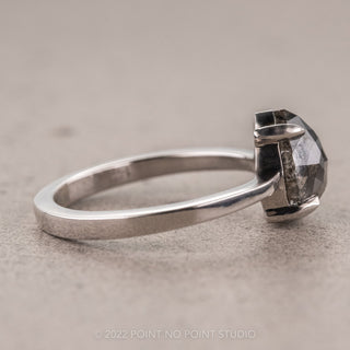 1.40 Carat Black Speckled Pear Diamond Engagement Ring, Jane Setting, Platinum