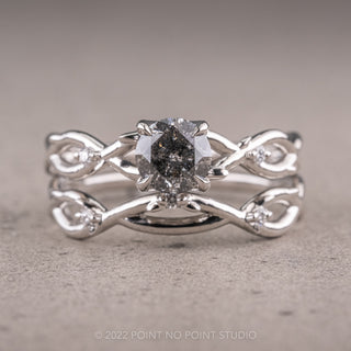 1.45 Carat Salt and Pepper Diamond Engagement Ring, Wisteria Thorns Setting, 14K White Gold
