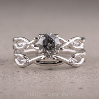 1.45 Carat Salt and Pepper Diamond Engagement Ring, Wisteria Thorns Setting, Platinum