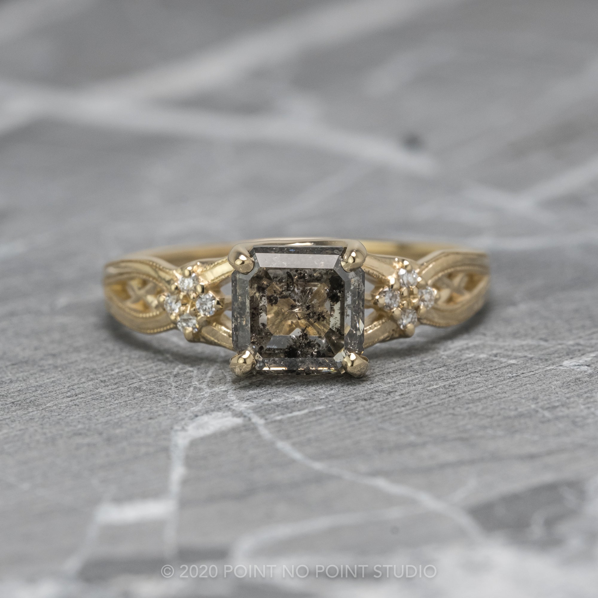 Custom Asscher Diamond Woven Engagement Ring – Point No Point Studio