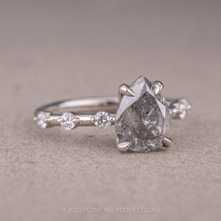 2.11 Carat Salt and Pepper Pear Diamond Engagement Ring, Nova Setting, Platinum