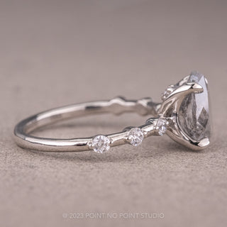 2.11 Carat Salt and Pepper Pear Diamond Engagement Ring, Nova Setting, 14K White Gold
