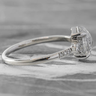 2.18 Carat Salt and Pepper Hexagon Diamond Engagement Ring, Eliza Setting, Platinum