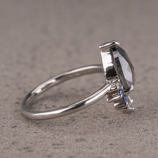 1.22 Carat Salt and Pepper Pear Diamond Engagement Ring, Wren Setting, 14K White Gold